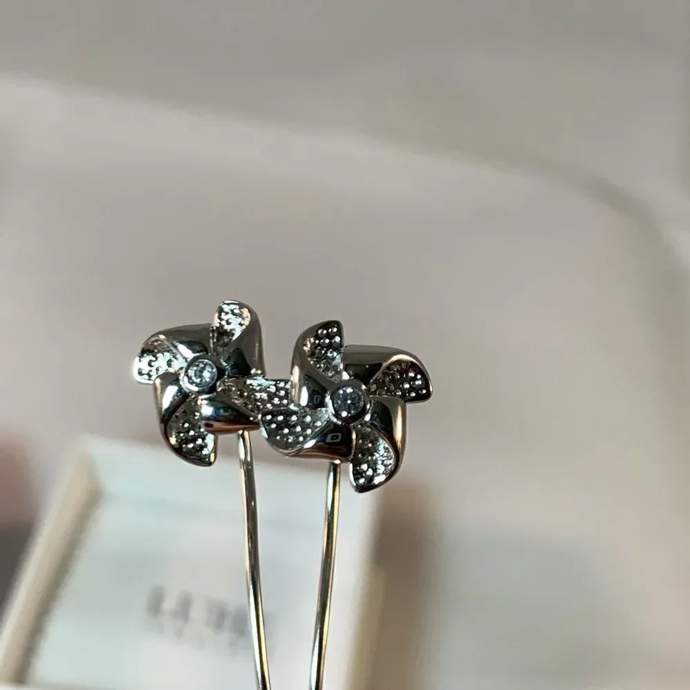 Sterling Silver Windmill Stud Earrings Tassel Earrings Dangles for Women…